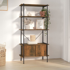 Shelf Unit With Cabinet Dark Brown and Black