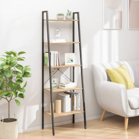 Standing Shelf Light Brown and Black Engineered wood an...