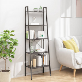 Standing Shelf Black Engineered wood, Steel 5-Tier Stan...
