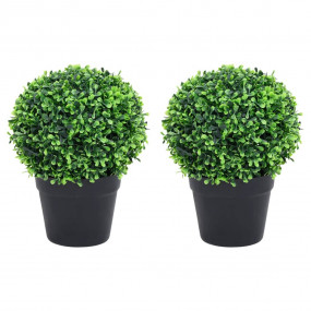 Artificial Plant Set of 2 Green Polyethylene Small