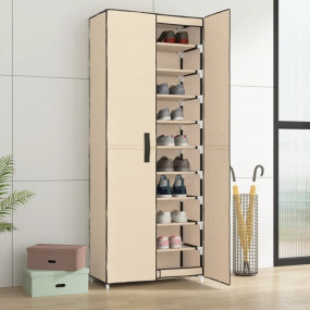 Shoe Rack Cream Fabric, Steel Large Shoe Storage Cabine...