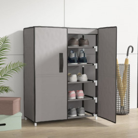 Shoe Rack Grey Non-woven fabric 100% polyester, Steel M...