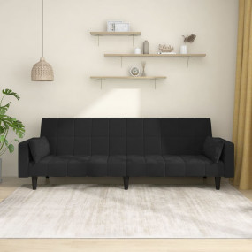 Sofa Bed Black Velvet (100% polyester), wood, plastic C...