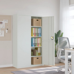 File Cabinet Light Grey Powder-coated Steel Extra Wide
