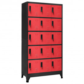 Locker Cabinet Anthracite and Red Steel Large Locks