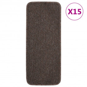 Stair Mat Set of 15 Brown 100% PP 9.8 x 23.6 in Non-sli...