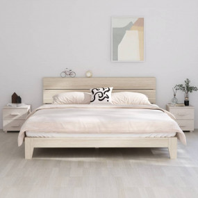 Bedside Cabinet Set of 2 White Solid pine wood, MDF Sma...