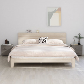 Bedside Cabinet Set of 2 Light grey Solid pine wood, MD...