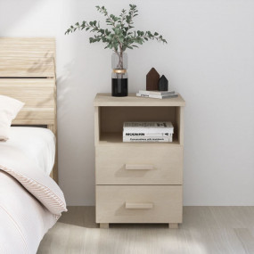 Bedside Cabinet Honey Brown Solid Pine Wood Medium