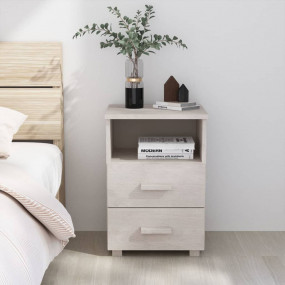 Bedside Cabinet White Solid pine wood, MDF Compact