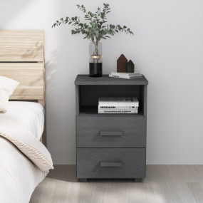 Bedside Cabinet Dark Grey Solid pine, MDF 15.7 x 13.8 x...
