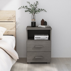 Bedside Cabinet Light Grey Solid Pinewood Medium Bedsid...