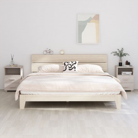 Bedside Cabinet Set of 2 White Solid pinewood, MDF Comp...