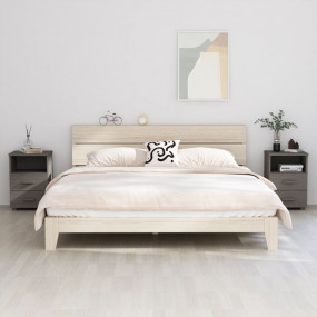 Bedside Cabinet Set of 2 Light grey Solid pine wood, MD...