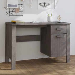 Desk Light Grey Solid Pine Wood, MDF Medium Desk Rectan...