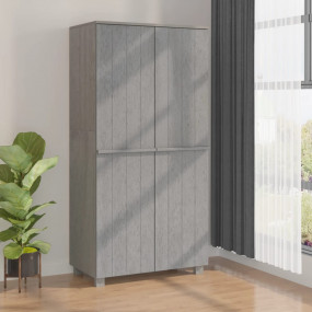 Wardrobe Light Grey Solid Pine Wood, MDF 35.0 x 19.7 x ...