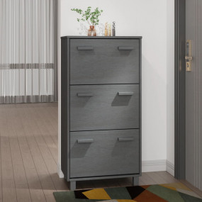 Shoe Cabinet Dark grey Solid pine wood Medium Shoe Cabi...