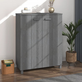 Shoe Cabinet Dark Gray Solid Pine Wood Medium Shoe Cabi...