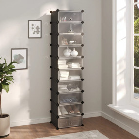 Shoe Rack Black Polypropylene, Steel Tall Shoe Rack Rec...