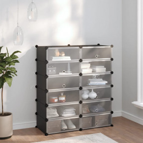 Shoe Rack Black Polypropylene, Steel Large Modular Shoe...