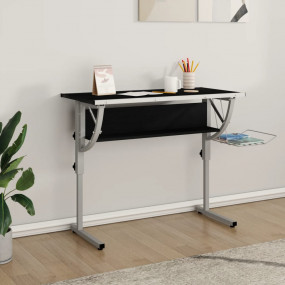 Craft Desk Black and Grey Engineered Wood, Powder-Coate...
