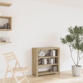 Bookcase Brown Solid Acacia wood 3-tier Bookcase Rectan...