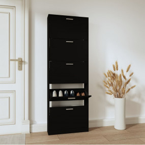 Shoe Cabinet Black Engineered wood Tall Shoe Cabinet