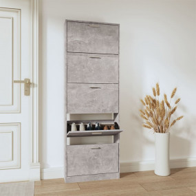 Shoe Cabinet Concrete Grey Engineered Wood Tall, Narrow