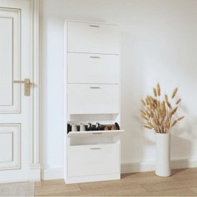 Shoe Cabinet High gloss white Engineered wood Large Glo...