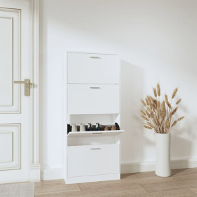 Shoe Cabinet White Engineered Wood 59 in height Shoe St...