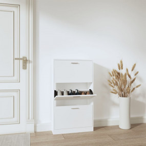 Shoe Cabinet White Engineered wood 23.2 x 6.7 x 42.5 in