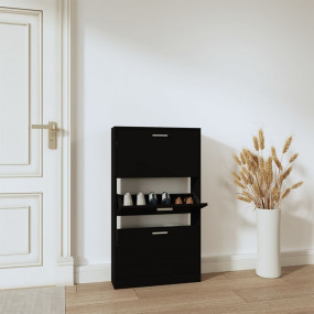 Shoe Cabinet Black Engineered Wood Standard Shoe Cabine...