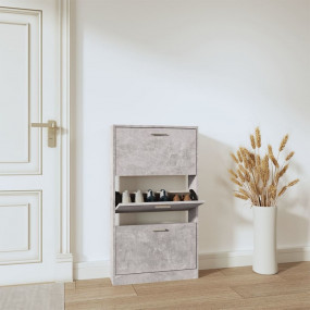 Shoe Cabinet Concrete Grey Engineered Wood 23.2 x 6.7 x...