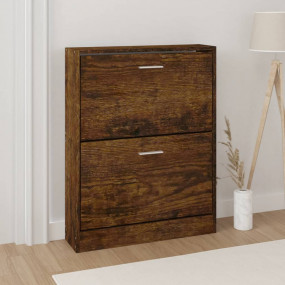 Shoe Cabinet Smoked Oak Engineered Wood Regular Shoe Ca...