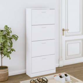 Shoe Cabinet White Engineered wood 24.8 x 9.4 x 57.9 in