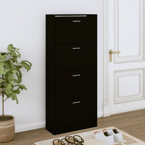 Shoe Cabinet Black Engineered wood Medium Shoe Cabinet