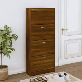 Shoe Cabinet Brown Oak Engineered Wood Medium Shoe Cabi...