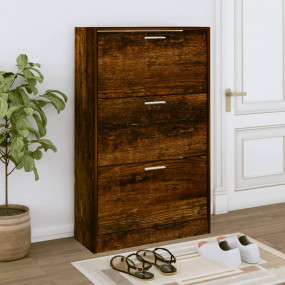 Shoe Cabinet Smoked Oak Engineered Wood Medium Shoe Cab...