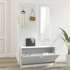 Shoe Cabinet Set White Engineered wood and glass Medium