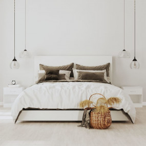 Bedside Cabinet Set of 2 High gloss white Engineered wo...