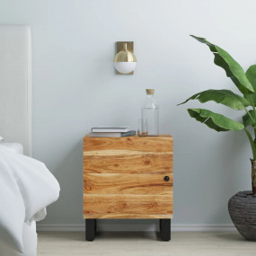 Bedside Cabinet Acacia wood grain, Black
