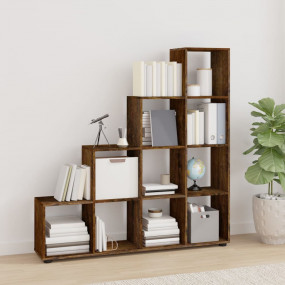 Staircase Bookcase Smoked Oak Engineered Wood Large