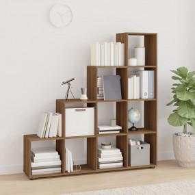 Staircase Bookcase Brown Oak Engineered Wood Medium Boo...