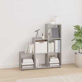 Staircase Bookcase Concrete Grey Engineered Wood Medium