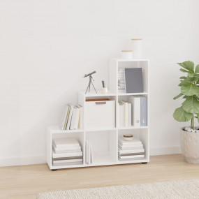 Staircase Bookcase High gloss white Engineered wood