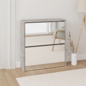 Shoe Cabinet Concrete Grey Engineered wood, Glass 24.8x...