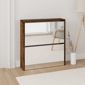 Shoe Cabinet Smoked oak Engineered wood 24.8x6.7x26.4 i...