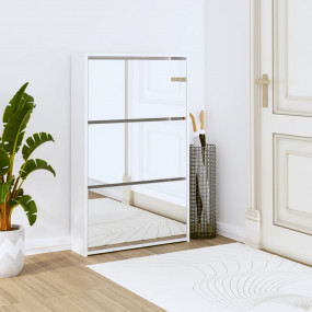 Shoe Cabinet High gloss white Engineered wood, glass