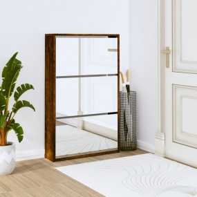 Shoe Cabinet Smoked Oak Engineered wood, Glass Medium