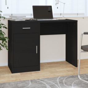 Desk Black Engineered wood, Aluminum Desk Rectangular
